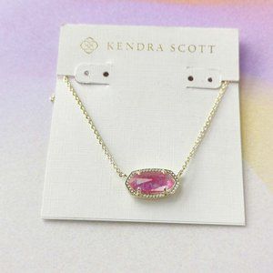 $88 kendra scott Elisa Gold Pendant Necklace Fuchsia Kyocera Opal New